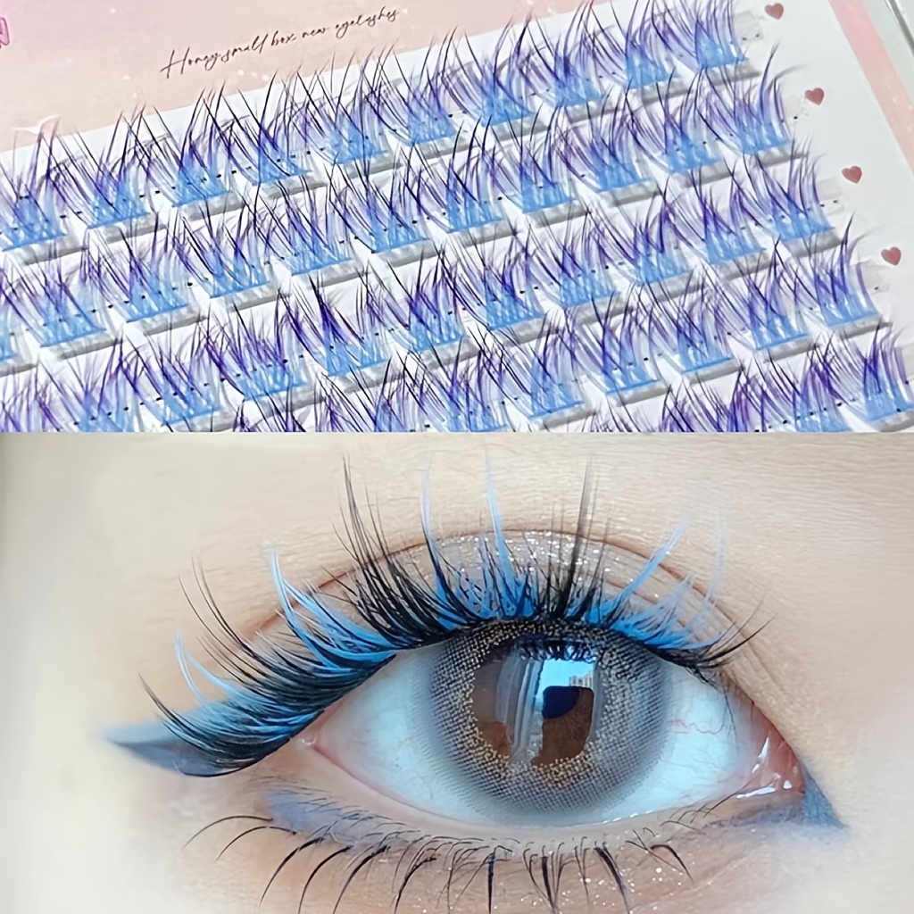 Anime Cosplay Lashes - 믹시아오허 컬러풀 속눈썹 60개 클러스터 간편하게