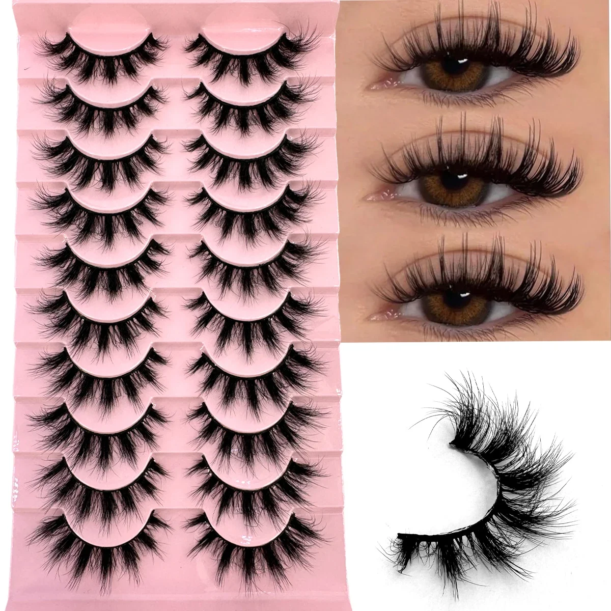 10쌍의 풍성한 인조 밍크 속눈썹 슬림하고 두꺼운 컬링 - Anime Cosplay Lashes 리뷰 및 가격