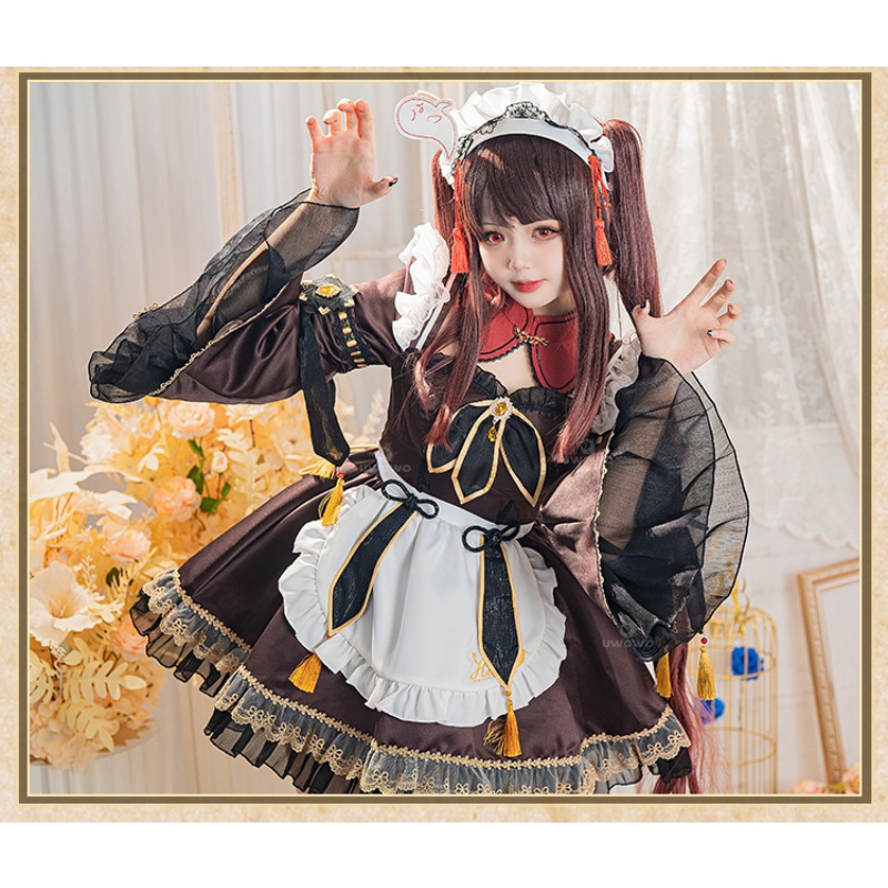 게임 Genshin Impact Hu Tao 메이드 코 - Anime Cosplay Maid 리뷰 및 가격