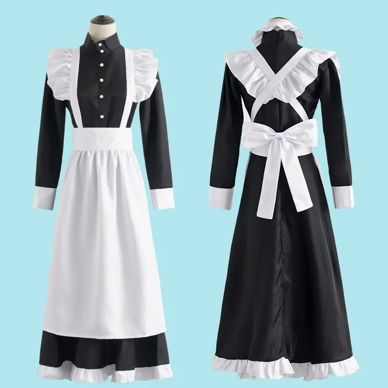 클래식 블랙 화이트 메이드 영국 스타일 진주 실 긴 커 - Anime Cosplay Shop 리뷰 및 가격